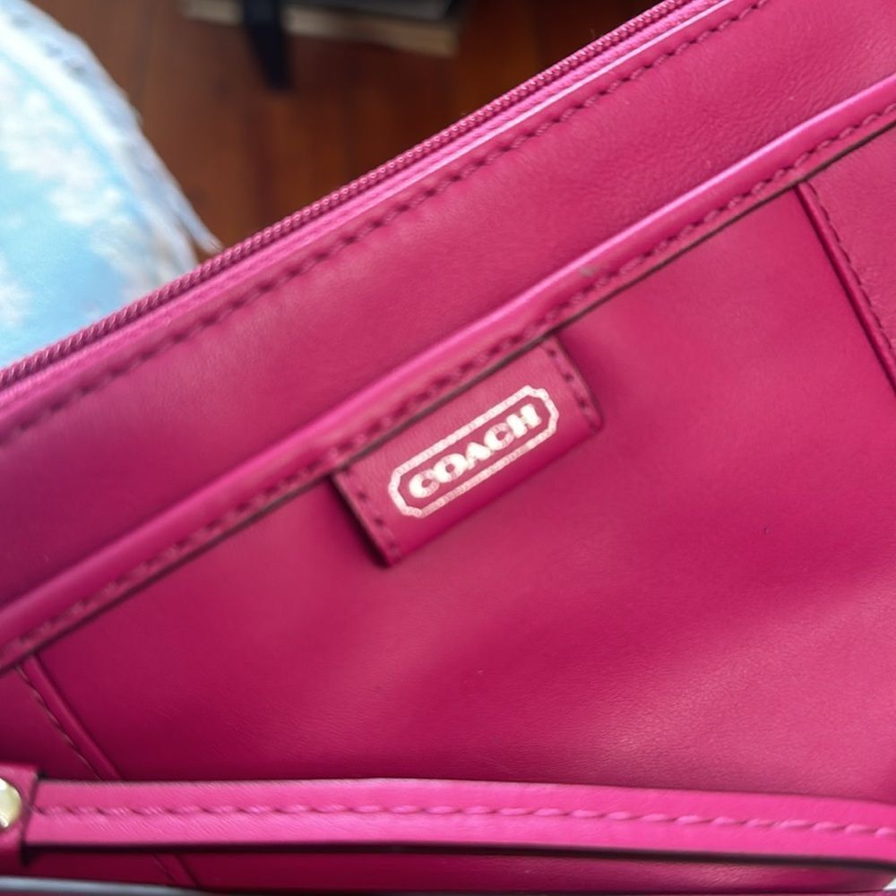EUC Coach Barbie-Pink Leather Small Wristlet Bag - Picture 8 of 11